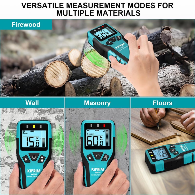 Kiprim Pinless Moisture Meter Home Moisture Level Tester Damp Meter for Floor Wood  Walls  Concrete - Accurate Non-Destructive Testing Moisture Meter WM01 - Image 3